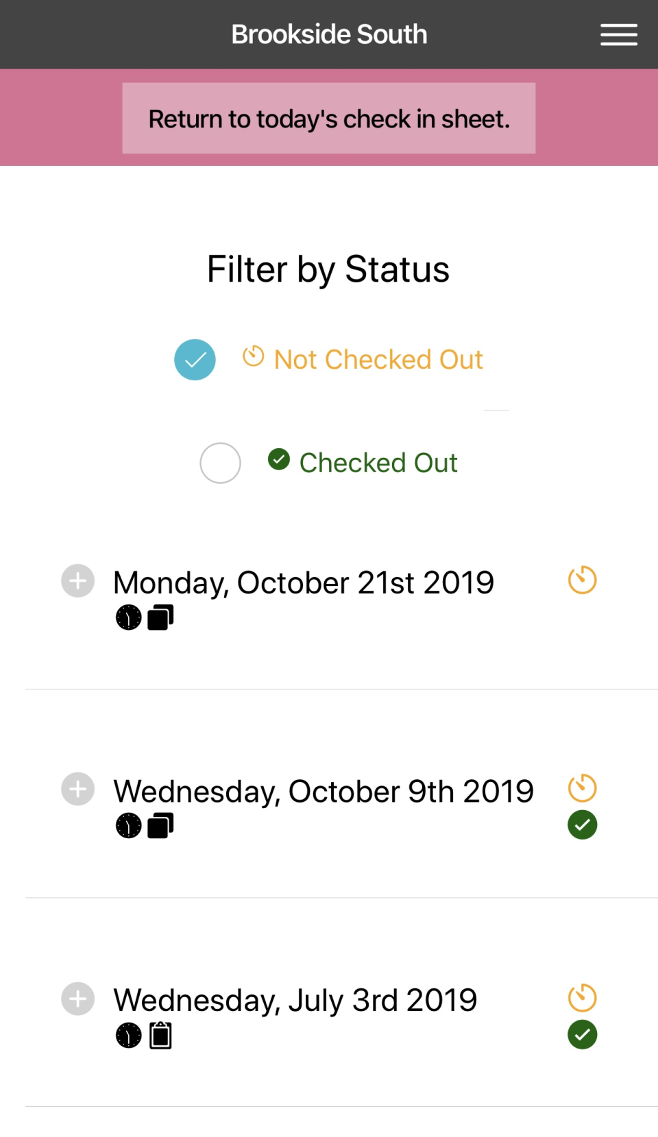 screenshot of Volunteer Check In Kiosk